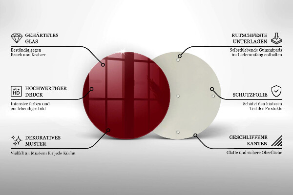 Steklena podloga za rezanje Bordo barva