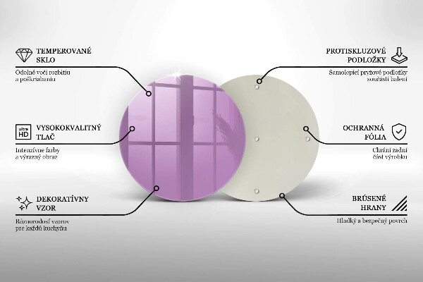 Steklena podloga za rezanje Vijolična barva