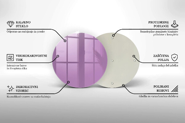 Steklena podloga za rezanje Vijolična barva