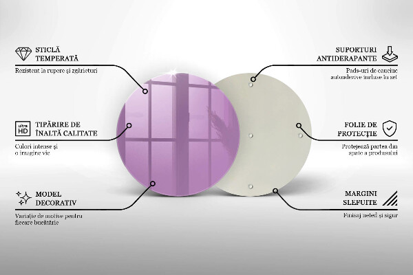 Steklena podloga za rezanje Vijolična barva