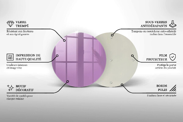 Steklena podloga za rezanje Vijolična barva
