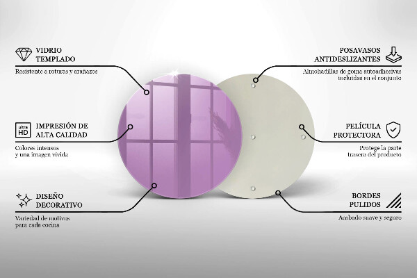 Steklena podloga za rezanje Vijolična barva