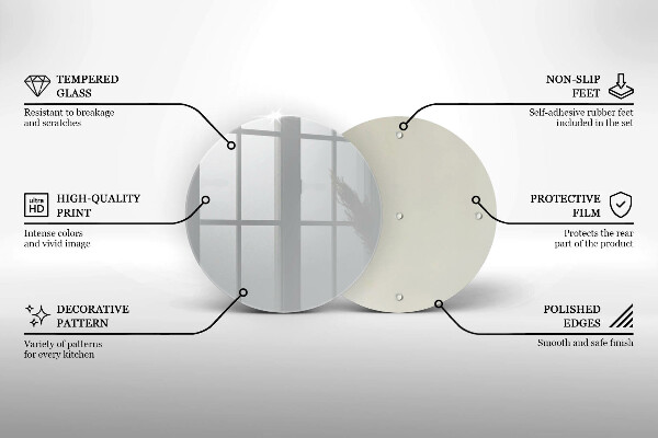 Steklena podloga za rezanje Siva barva