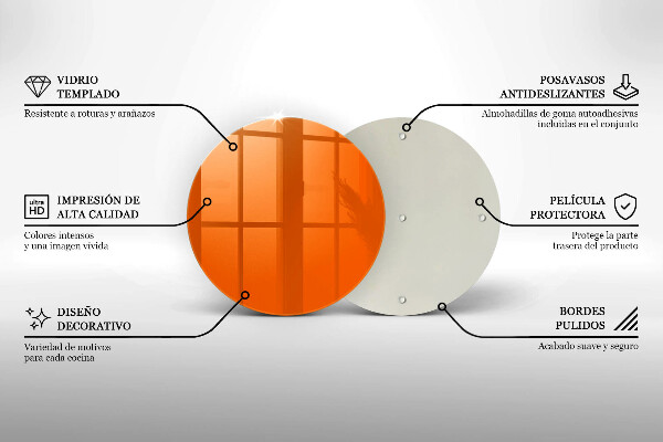 Steklena podloga za rezanje oranžna barva