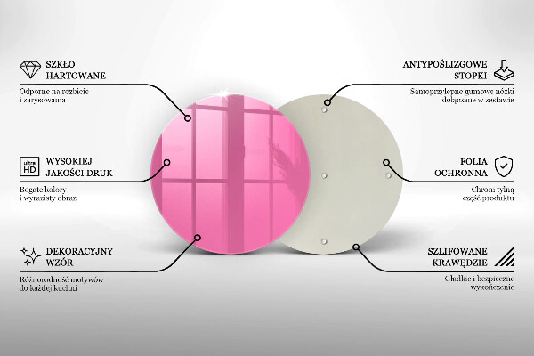 Steklena podloga za rezanje Roza barva