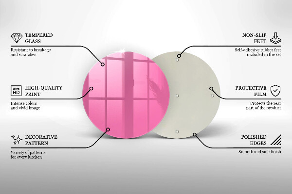 Steklena podloga za rezanje Roza barva