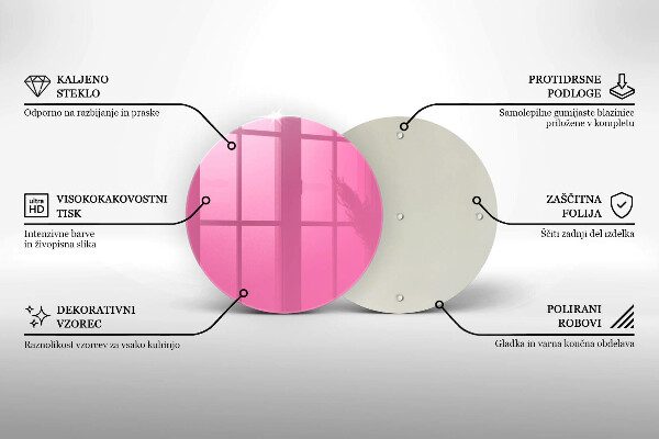 Steklena podloga za rezanje Roza barva