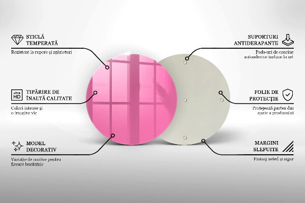 Steklena podloga za rezanje Roza barva