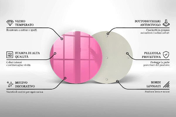 Steklena podloga za rezanje Roza barva