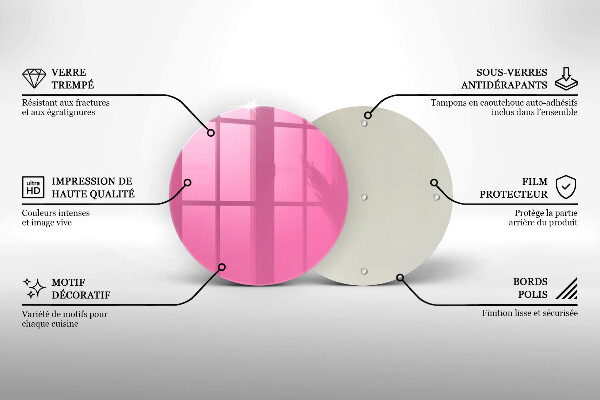 Steklena podloga za rezanje Roza barva