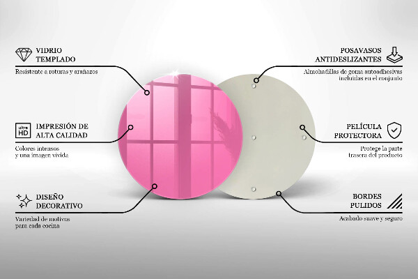 Steklena podloga za rezanje Roza barva