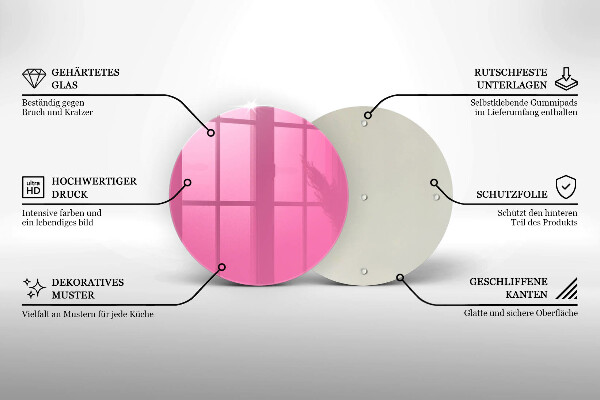 Steklena podloga za rezanje Roza barva