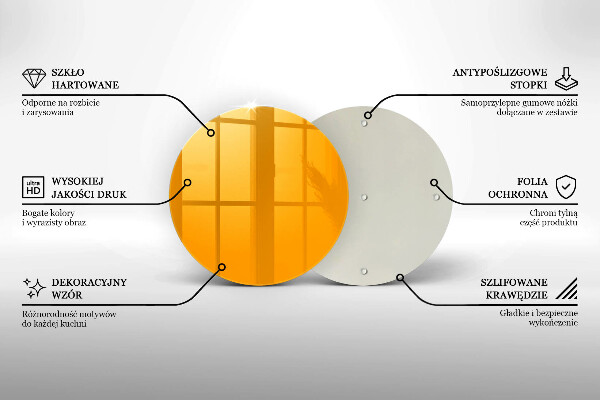 Steklena podloga za rezanje Temno rumene barve