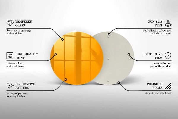 Steklena podloga za rezanje Temno rumene barve