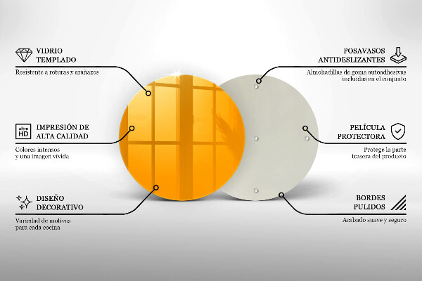 Steklena podloga za rezanje Temno rumene barve