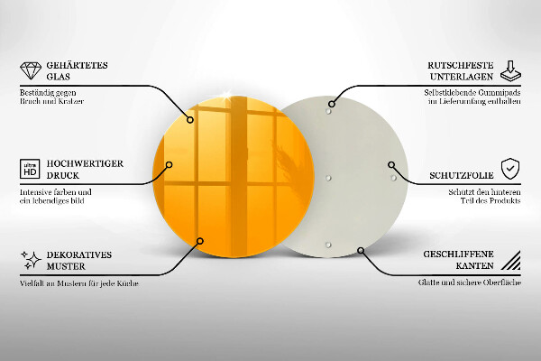 Steklena podloga za rezanje Temno rumene barve