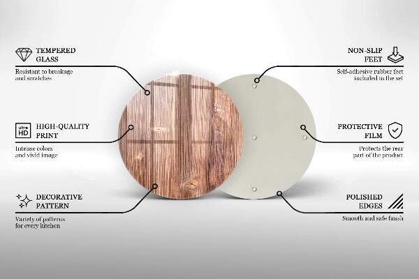 Steklena podloga za rezanje Naravni les