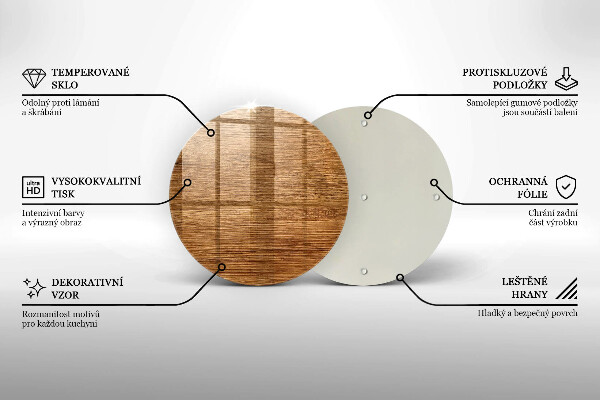 Steklena podloga za rezanje Tekstura lesene plošče