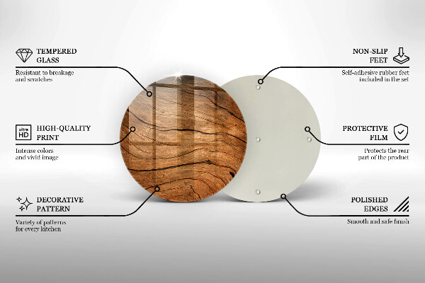 Steklena podloga za rezanje Tekstura lesene plošče