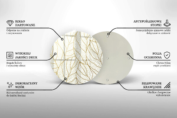 Steklena podloga za rezanje Črtni vzorec listov