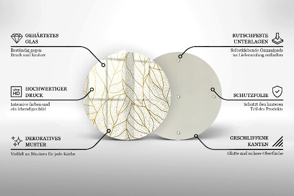 Steklena podloga za rezanje Črtni vzorec listov