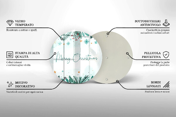 Steklena podloga za rezanje Merry Christmas