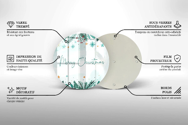 Steklena podloga za rezanje Merry Christmas