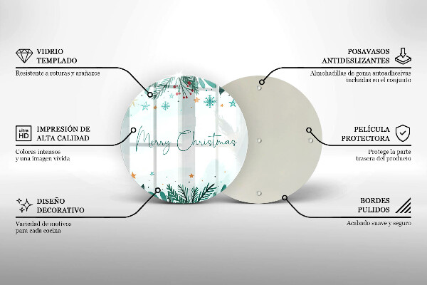 Steklena podloga za rezanje Merry Christmas