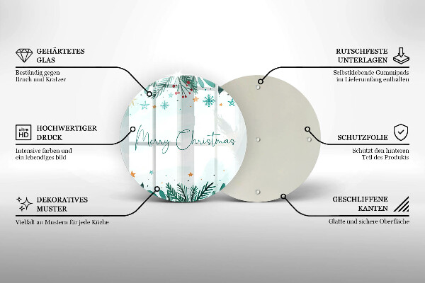 Steklena podloga za rezanje Merry Christmas