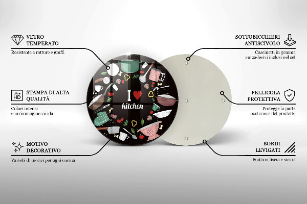 Steklena podloga za rezanje Ilustracija Obožujem kuhinjo