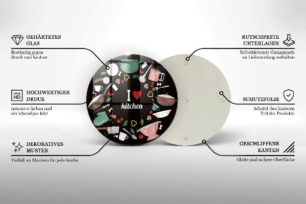 Steklena podloga za rezanje Ilustracija Obožujem kuhinjo