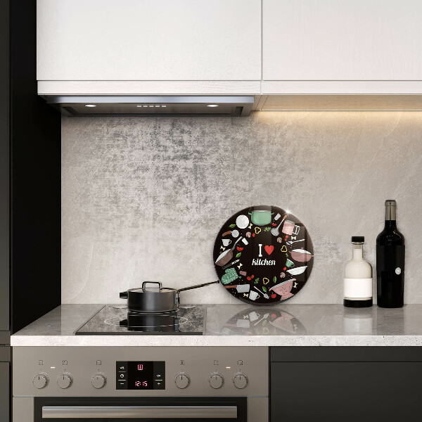 Steklena podloga za rezanje Ilustracija Obožujem kuhinjo