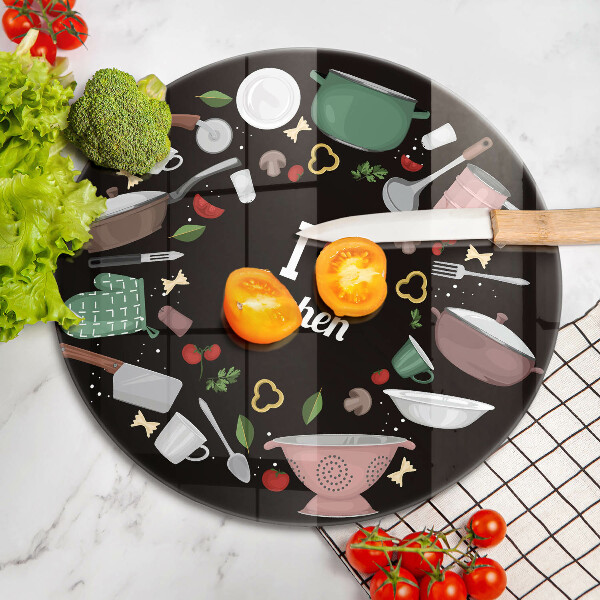 Steklena podloga za rezanje Ilustracija Obožujem kuhinjo