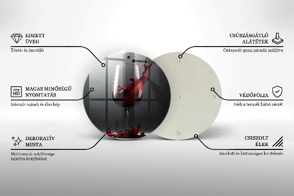 Steklena podloga za rezanje Rdeče vino v kozarcu