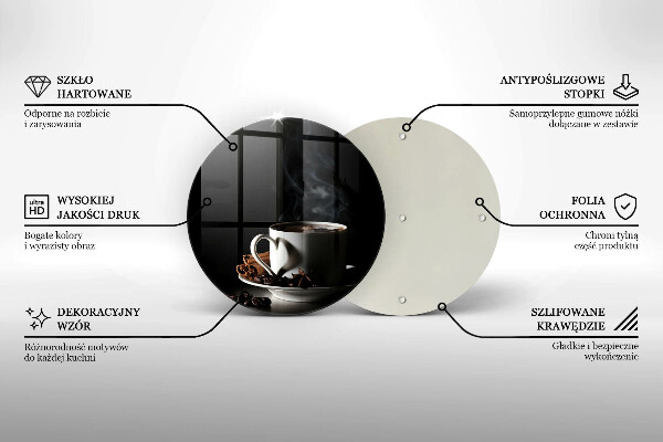 Steklena podloga za rezanje Skodelica vroče kave