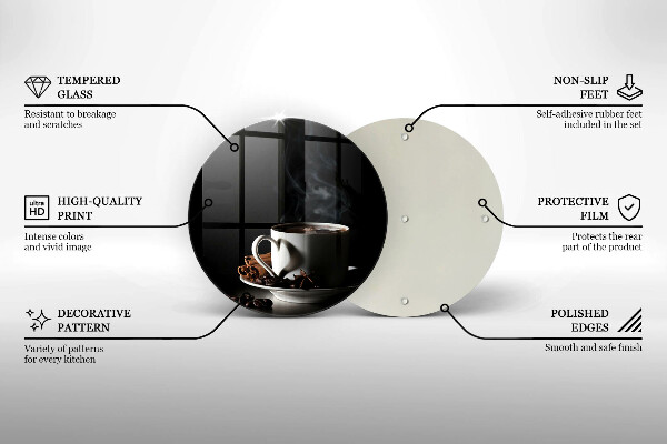 Steklena podloga za rezanje Skodelica vroče kave