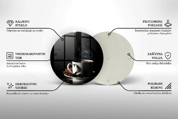 Steklena podloga za rezanje Skodelica vroče kave