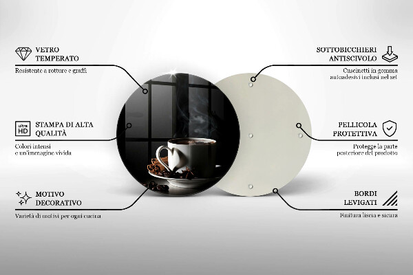 Steklena podloga za rezanje Skodelica vroče kave