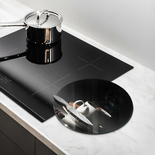 Steklena podloga za rezanje Skodelica vroče kave