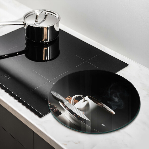 Steklena podloga za rezanje Skodelica vroče kave