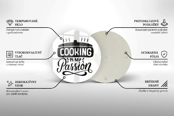 Steklena podloga za rezanje Kuhanje je moja strast