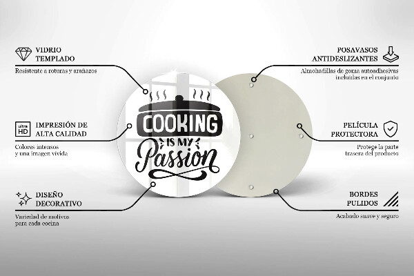 Steklena podloga za rezanje Kuhanje je moja strast