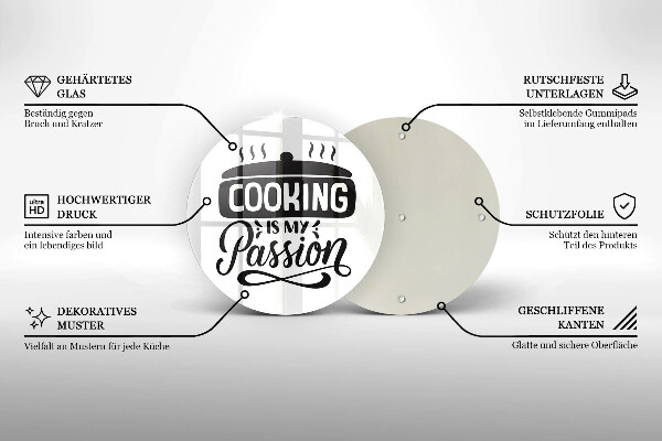 Steklena podloga za rezanje Kuhanje je moja strast