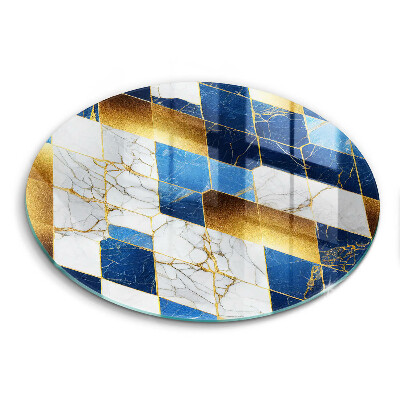 Steklena podloga za rezanje Zlati marmorni rombi
