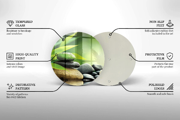 Steklena podloga za rezanje Zen bambusovi kamni