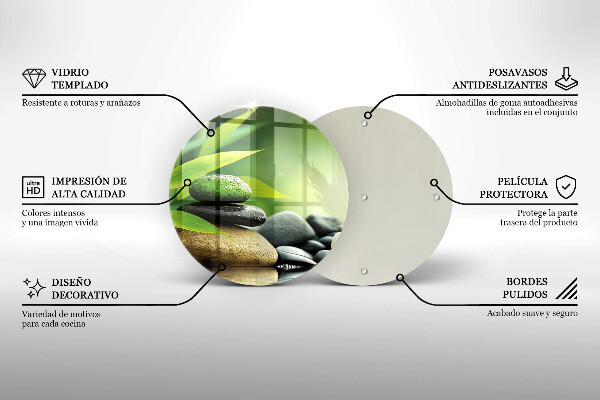 Steklena podloga za rezanje Zen bambusovi kamni