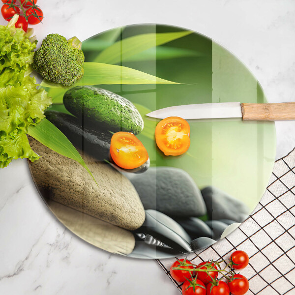 Steklena podloga za rezanje Zen bambusovi kamni