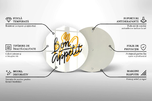 Steklena podloga za rezanje Napis Bon Appetit