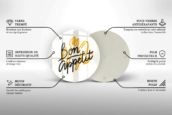 Steklena podloga za rezanje Napis Bon Appetit