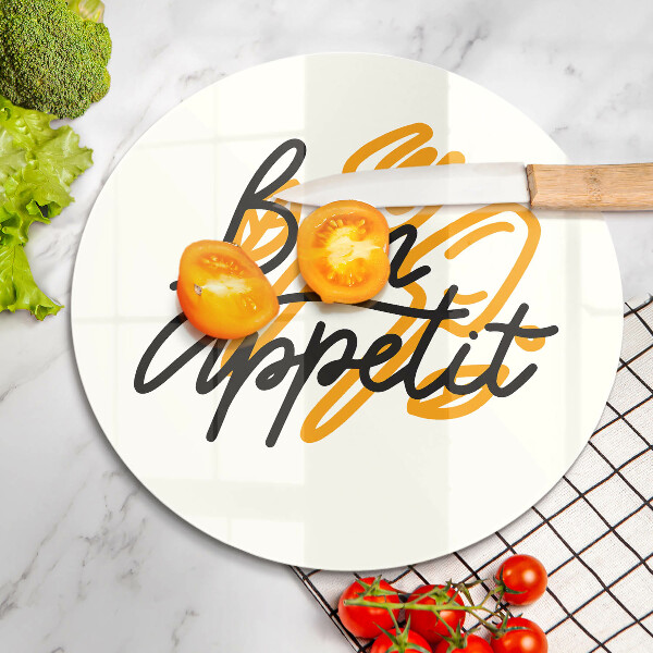 Steklena podloga za rezanje Napis Bon Appetit